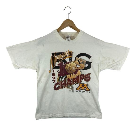 Vintage 1997 Minnesota Gophers Basketball Big 10 Champs Graphic Tee Large - Picture 1 of 10
